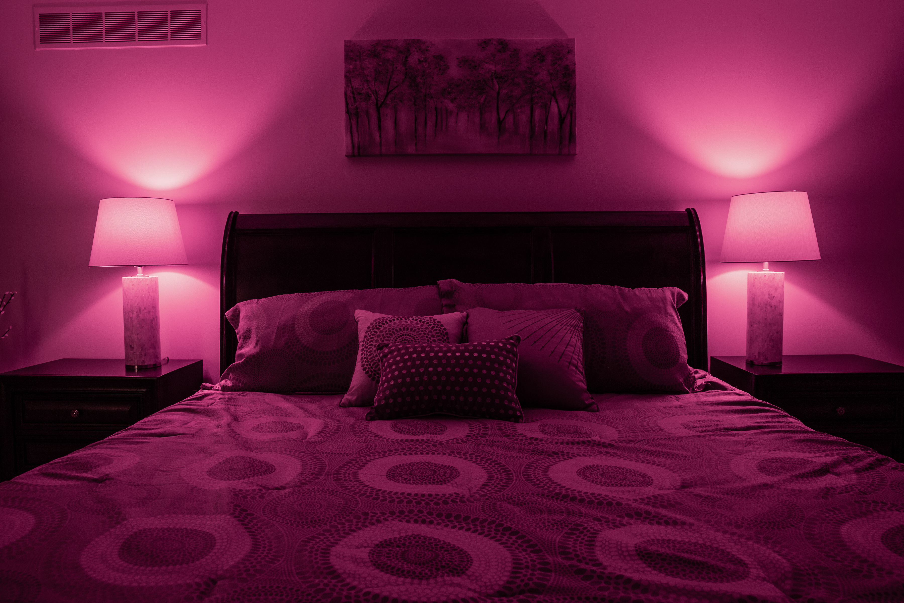 Pink light deals bulbs in room