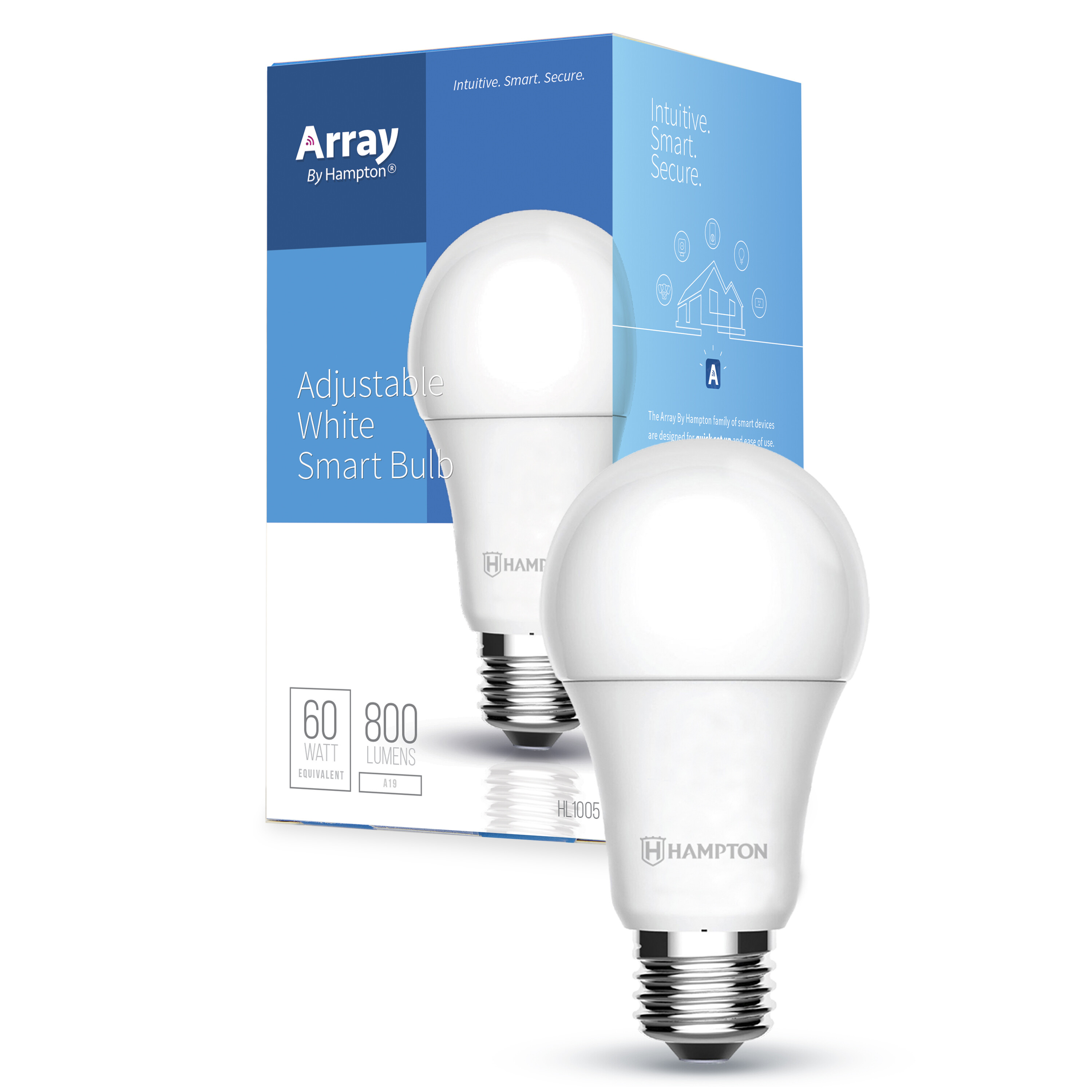 Adjustable White Smart Wi Fi A19 LED Light Bulb Array By Hampton