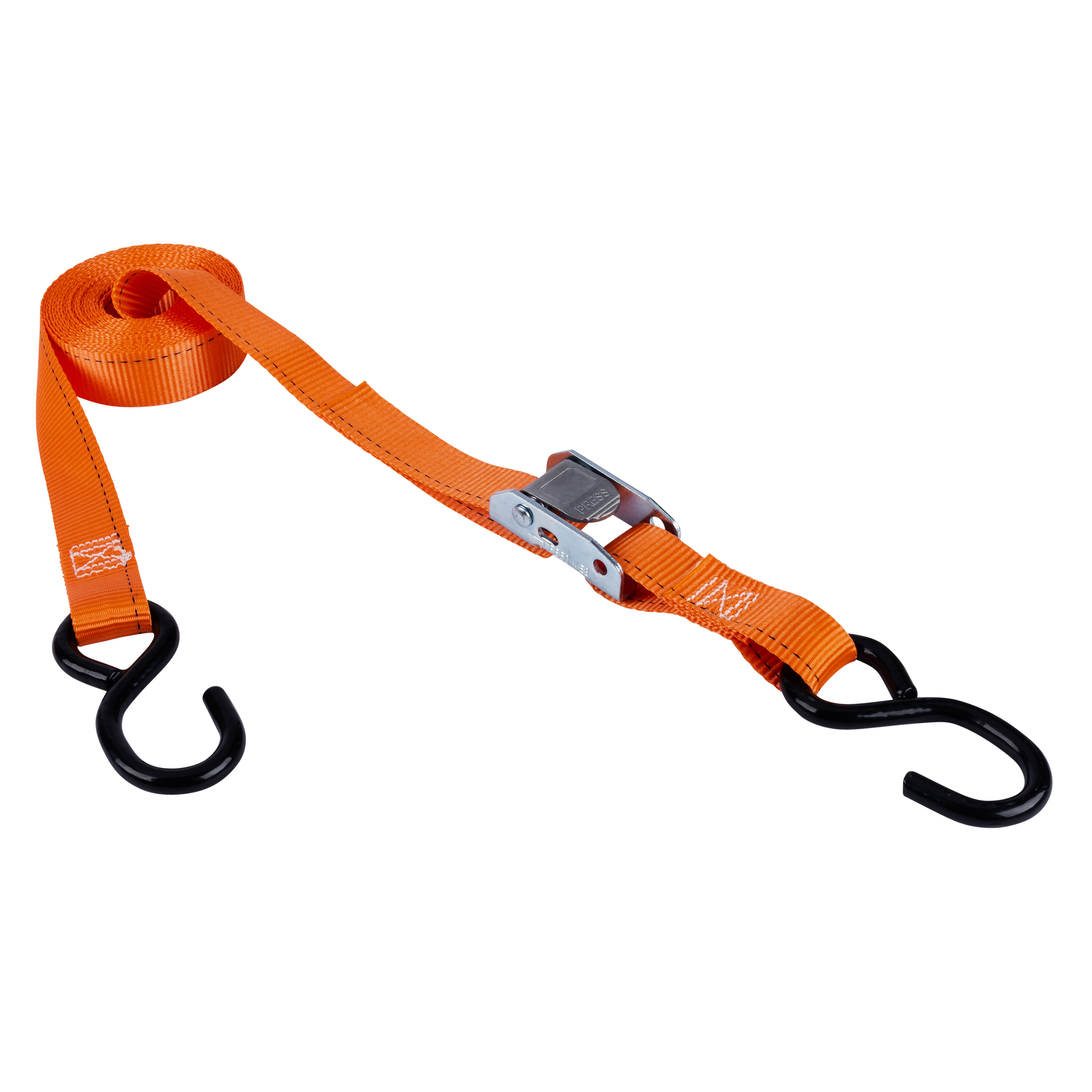 1 x 15' Cambuckle Strap with Safety Latch S-Hooks — Ratchet