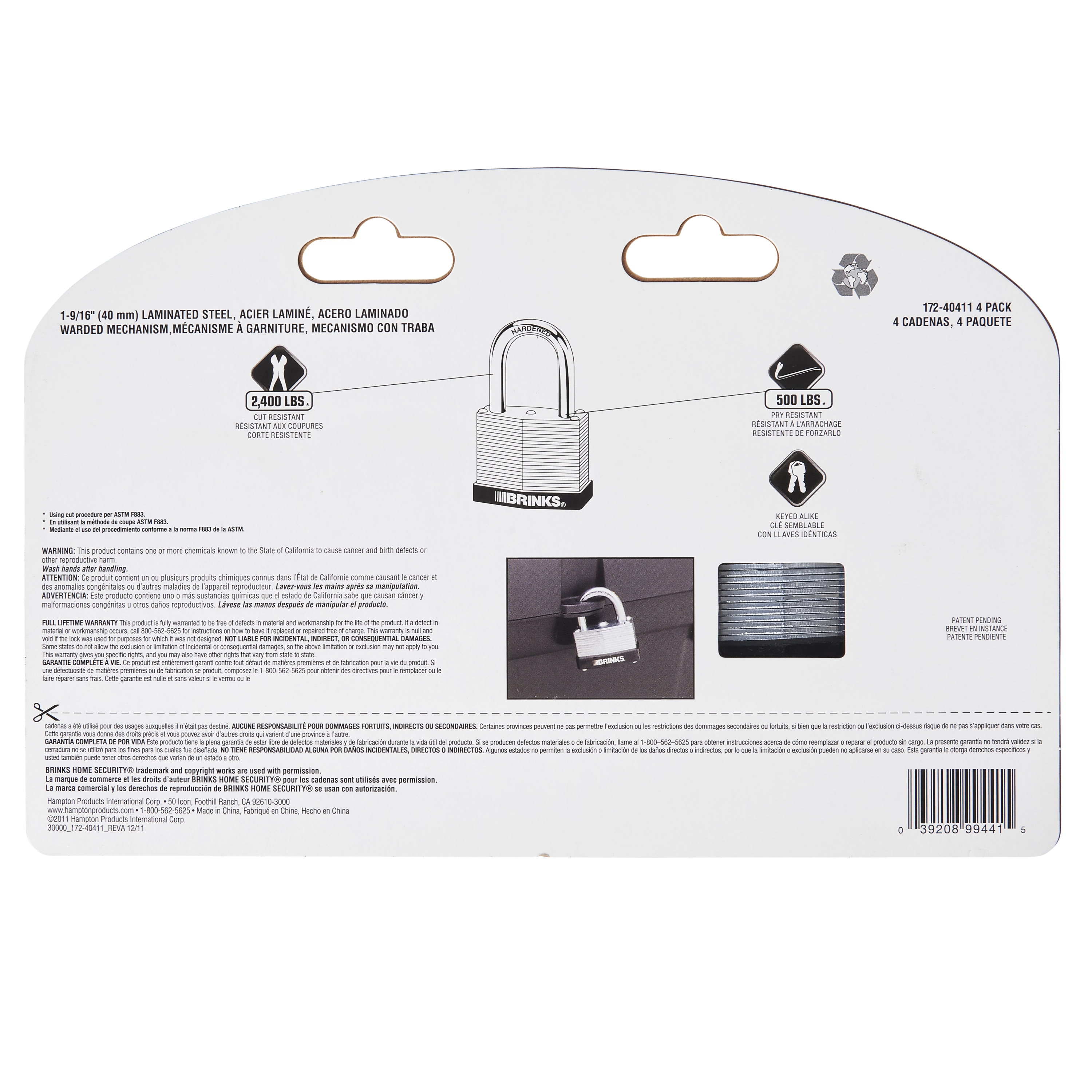 40mm Laminated Steel Keyed and Warded Padlock variant image view