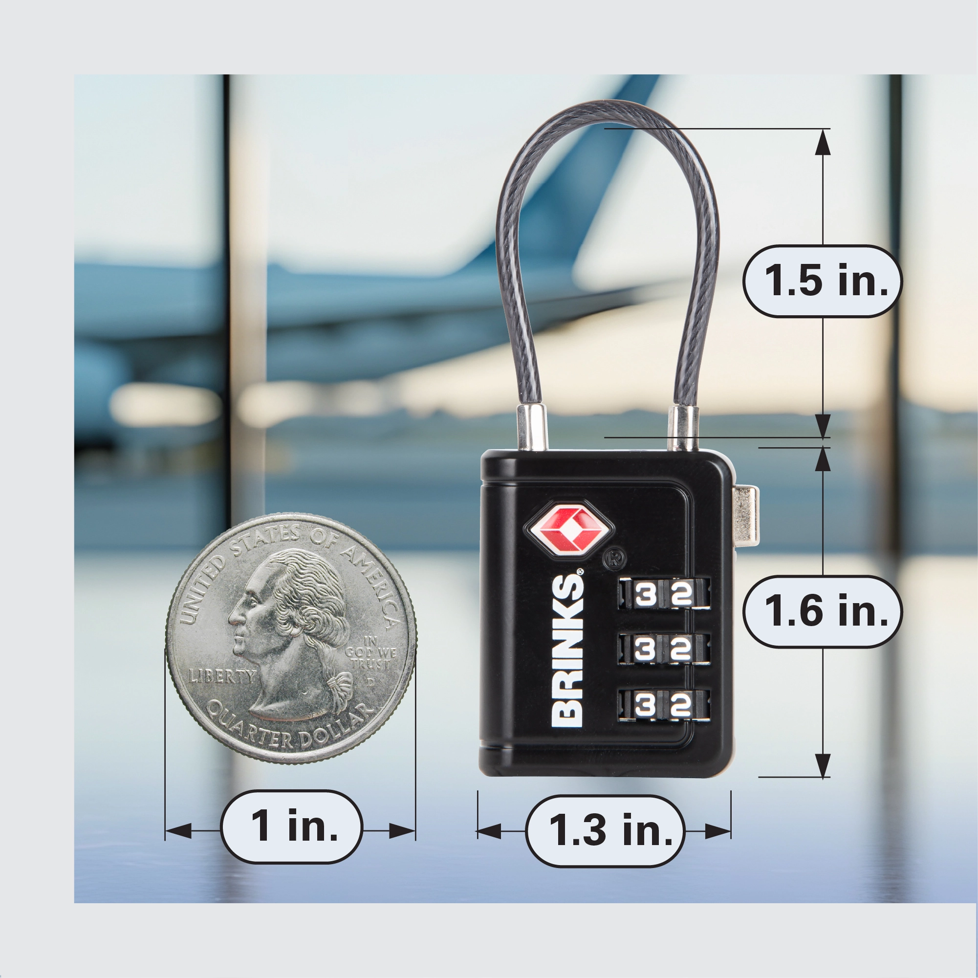 Brinks TSA Accepted Indicator Luggage Lock, Black, 4 Pack variant image view