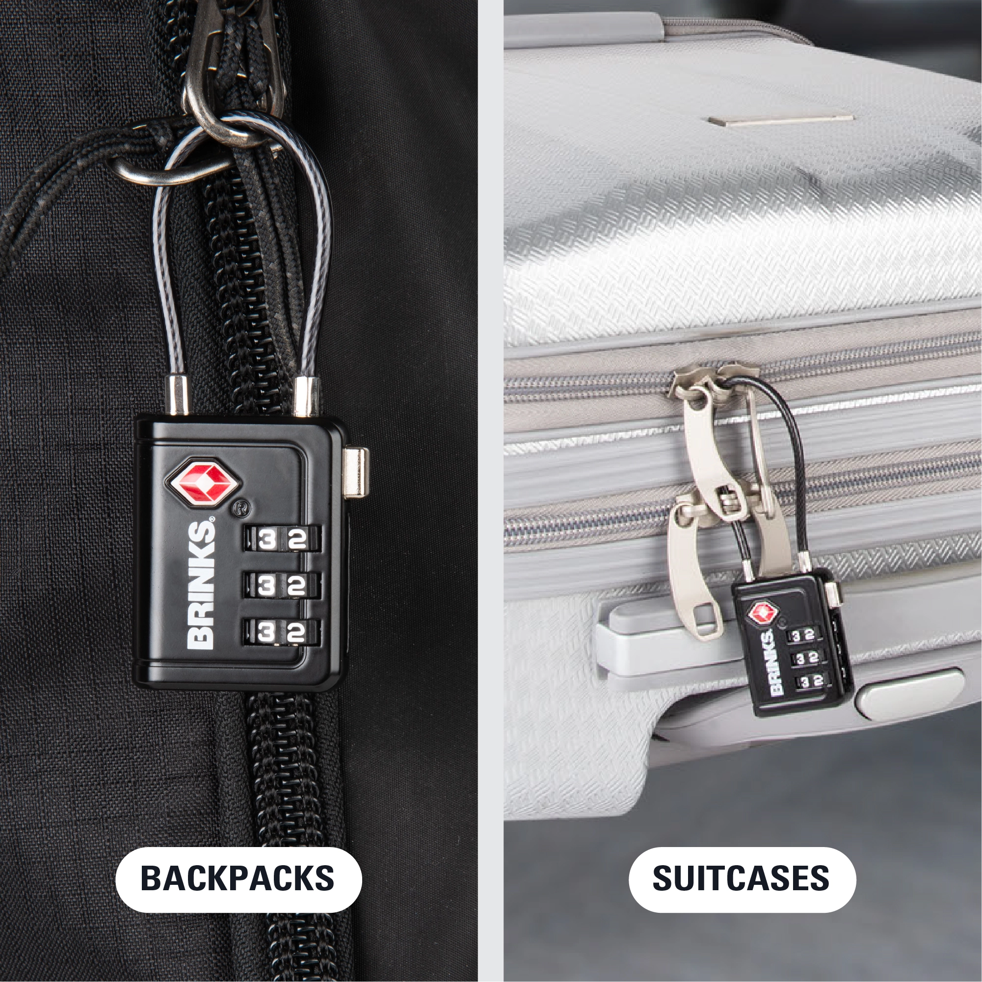 Brinks TSA Accepted Indicator Luggage Lock, Black, 4 Pack variant image view