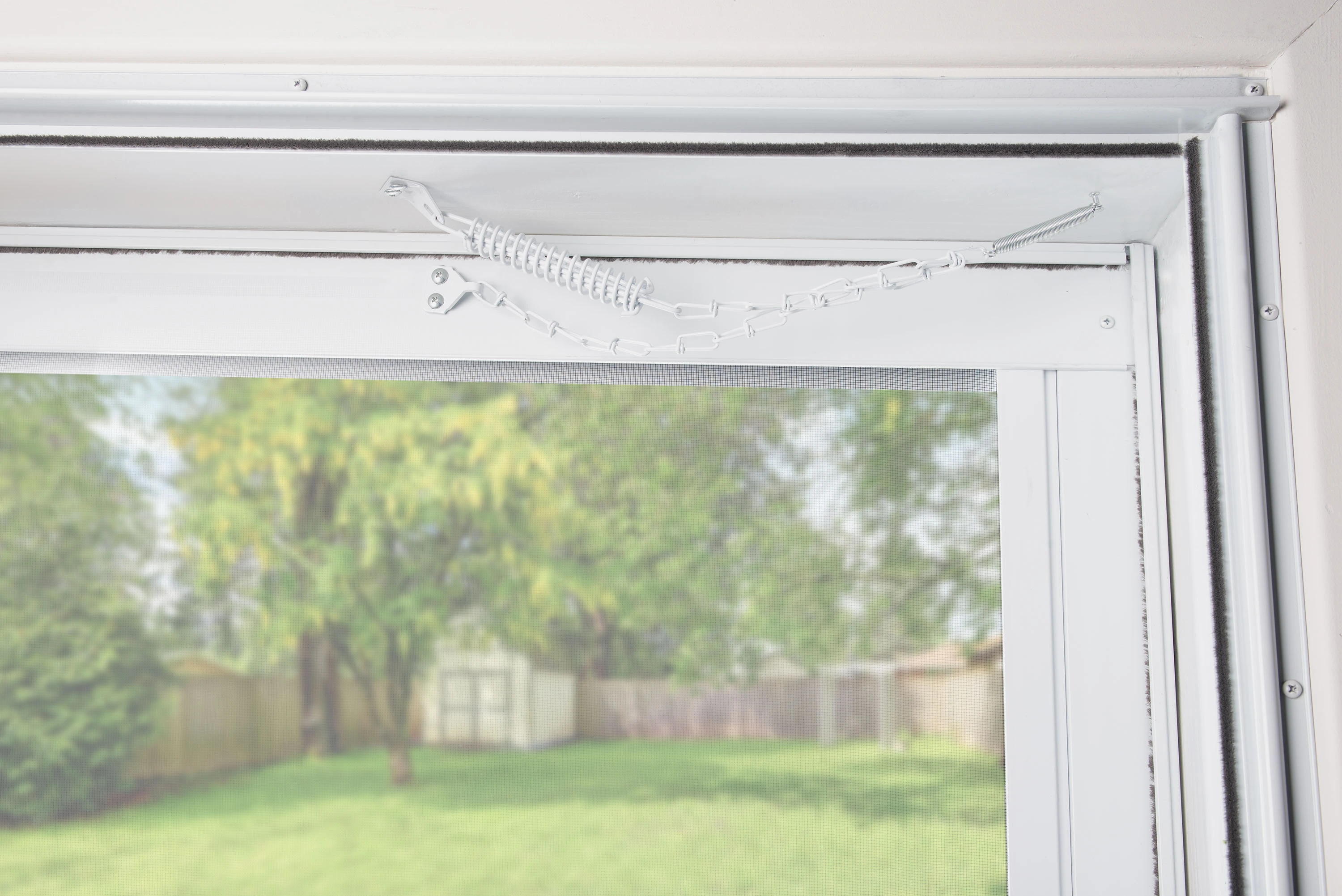 Steel Screen and Storm Door Chain Stop, White variant image view