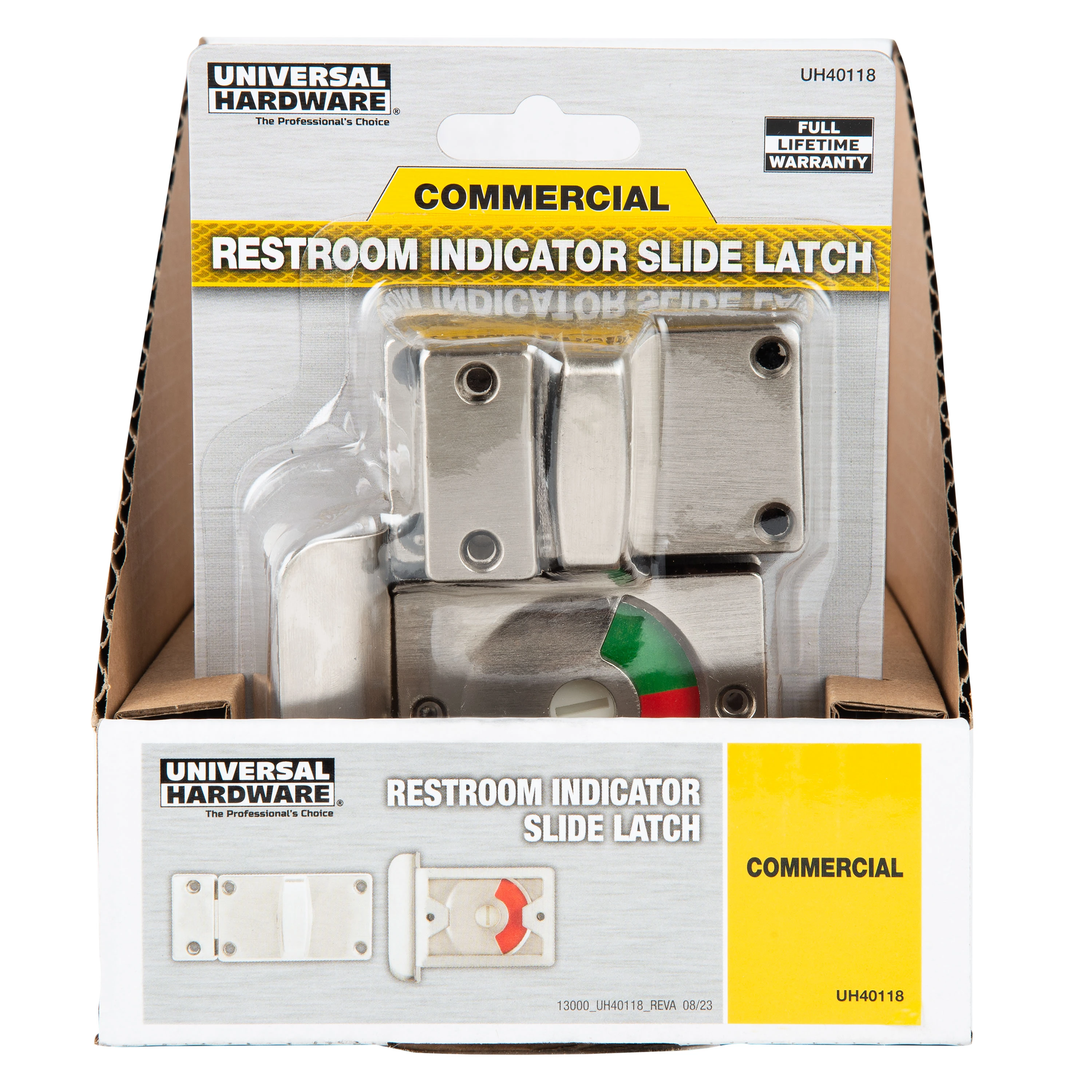 Restroom Stall Latch, 3 PC, Satin Nickel