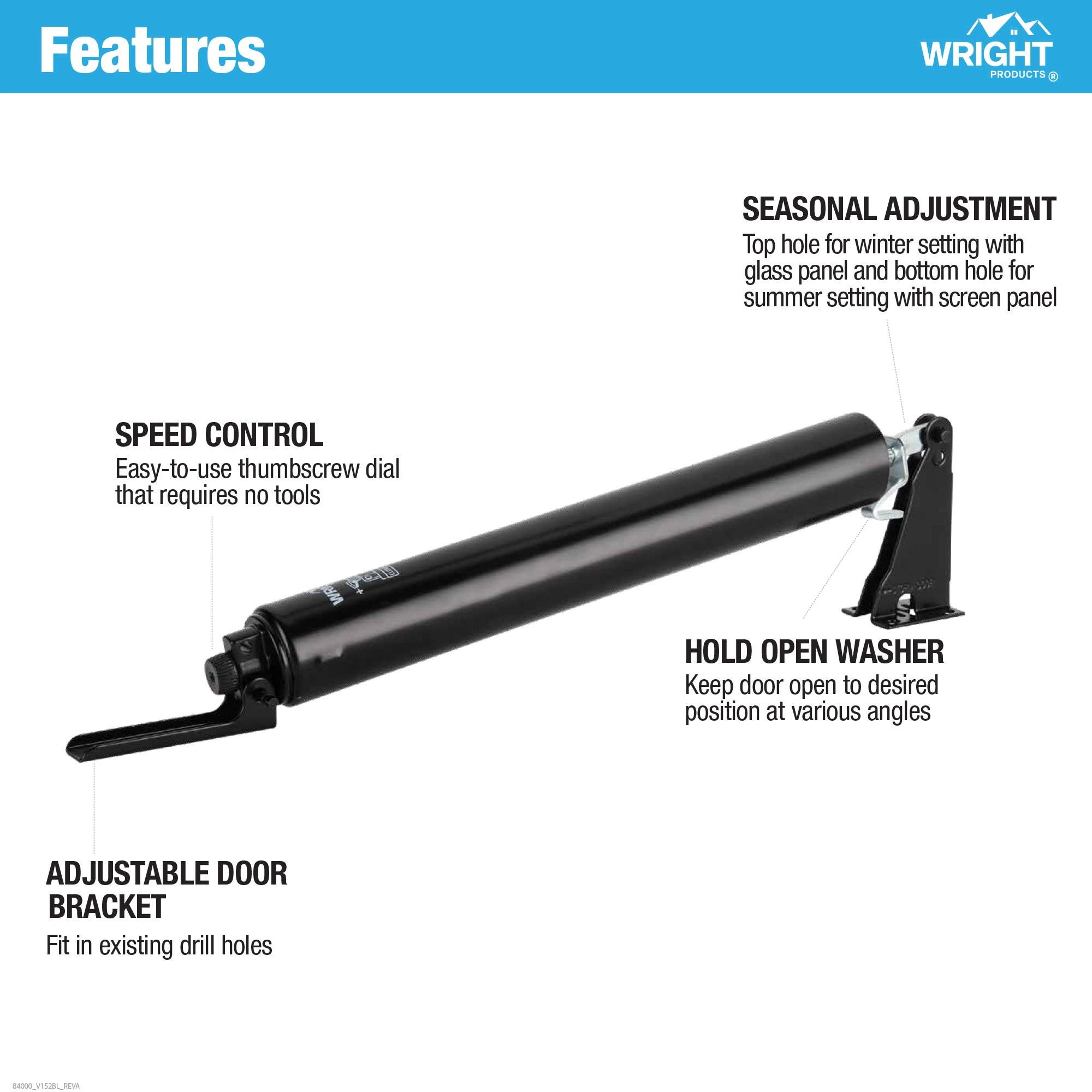 Heavy-Duty Pneumatic Storm Door Closer variant image view
