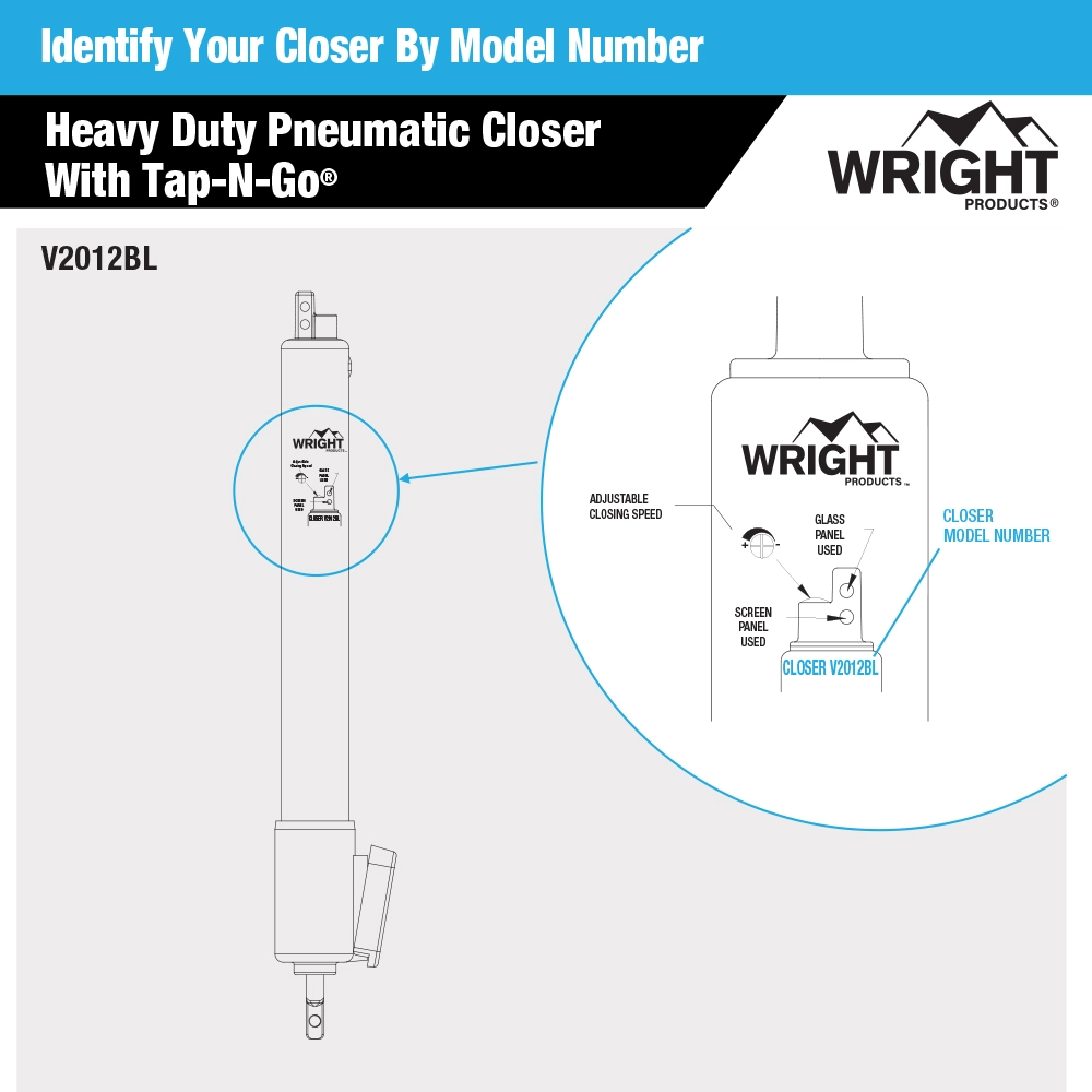 Heavy-Duty Pneumatic Screen and Storm Door Closer with EZ-HOLD variant image view