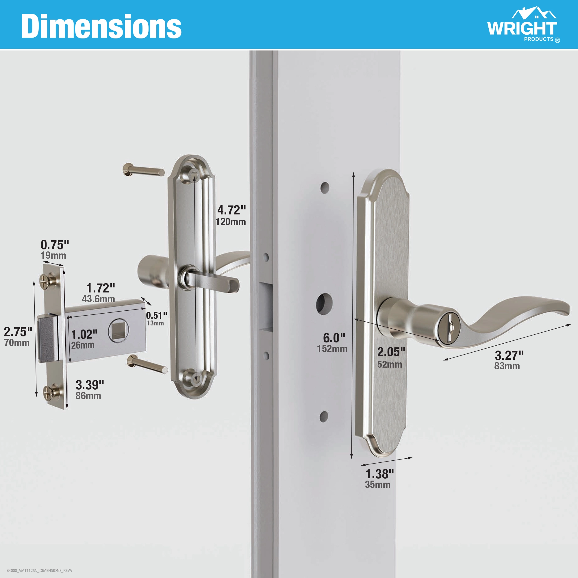 Serenade Mortise Leverset for Wood Core Doors variant image view