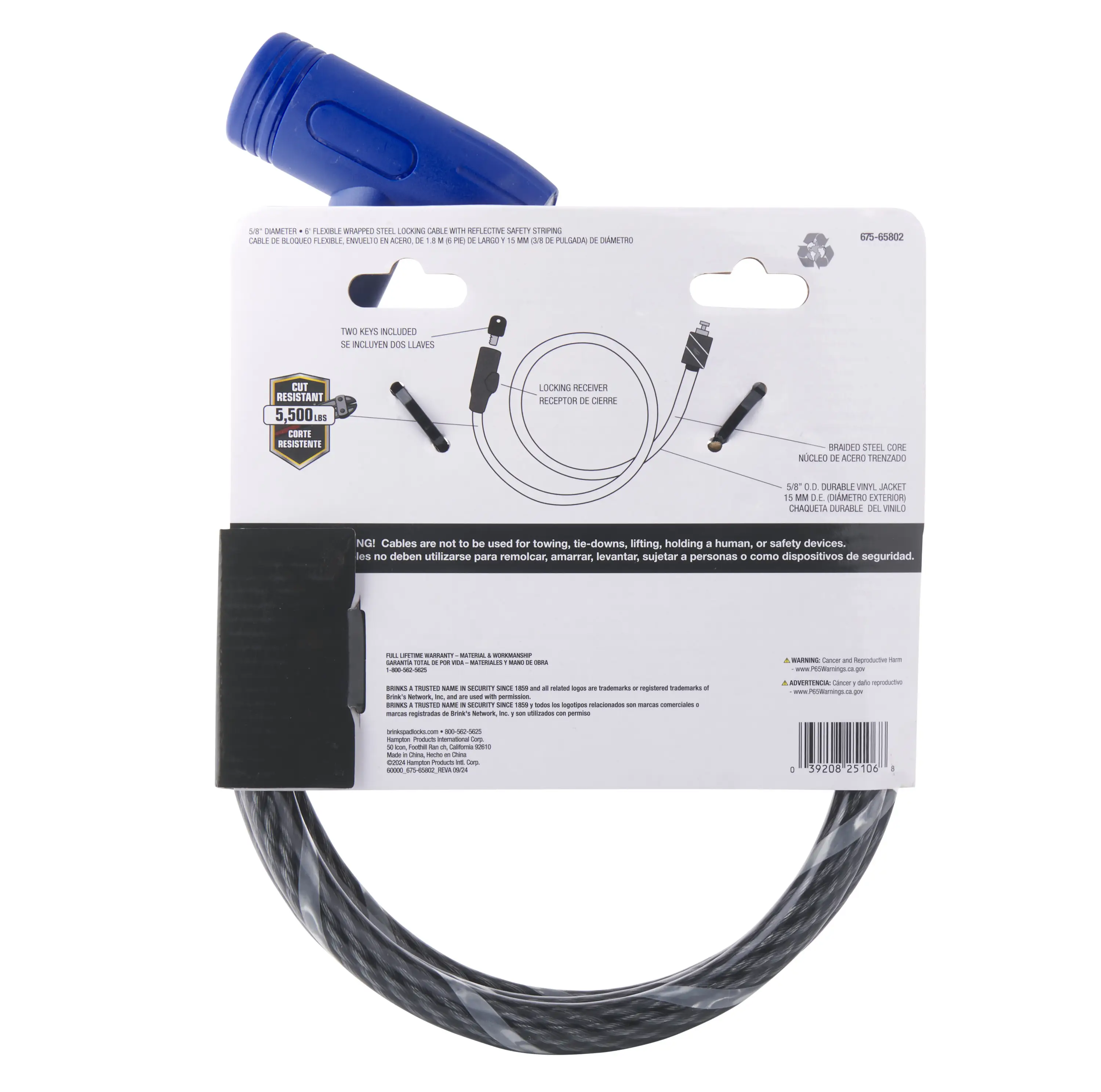 Brinks Covered 5/8in (16mm) x 6ft (1.8m) Flexible Steel Cable Lock variant image view