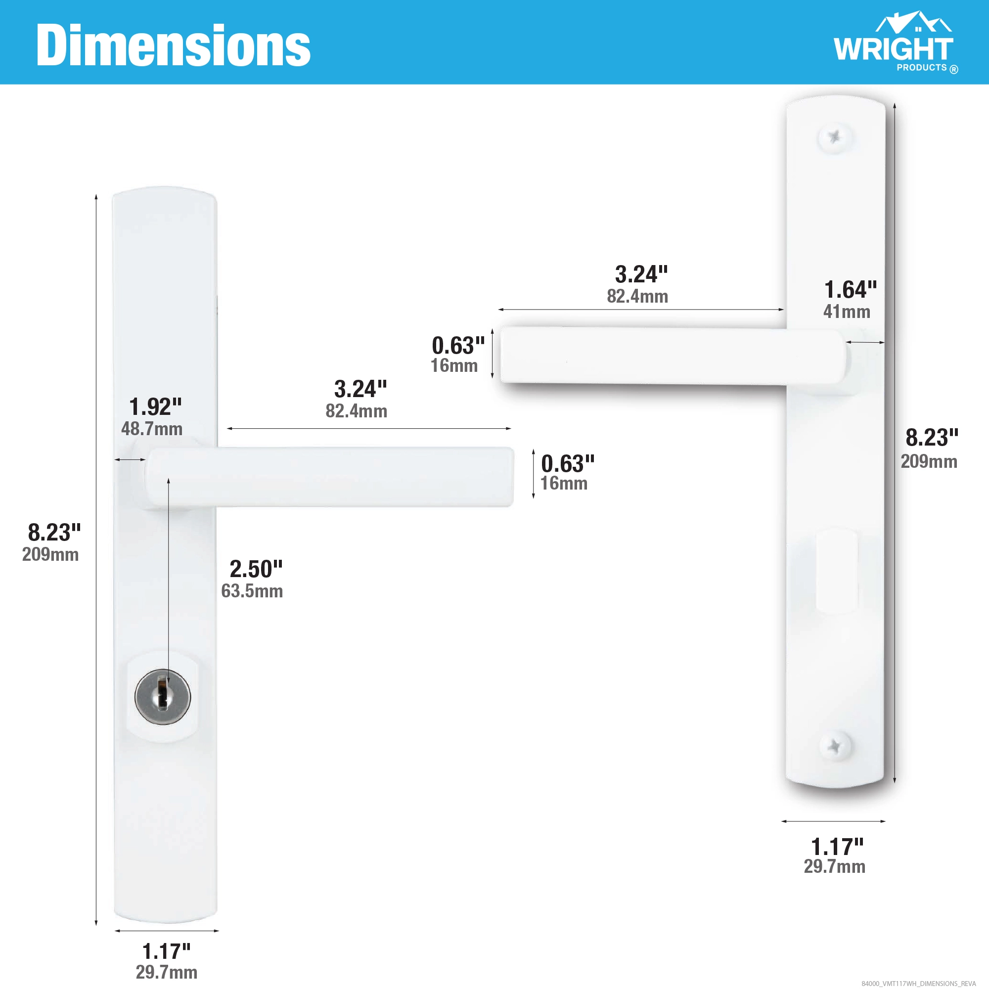 Ventana Contemporary Mortise Keyed Lever Mount Latch with Deadbolt variant image view