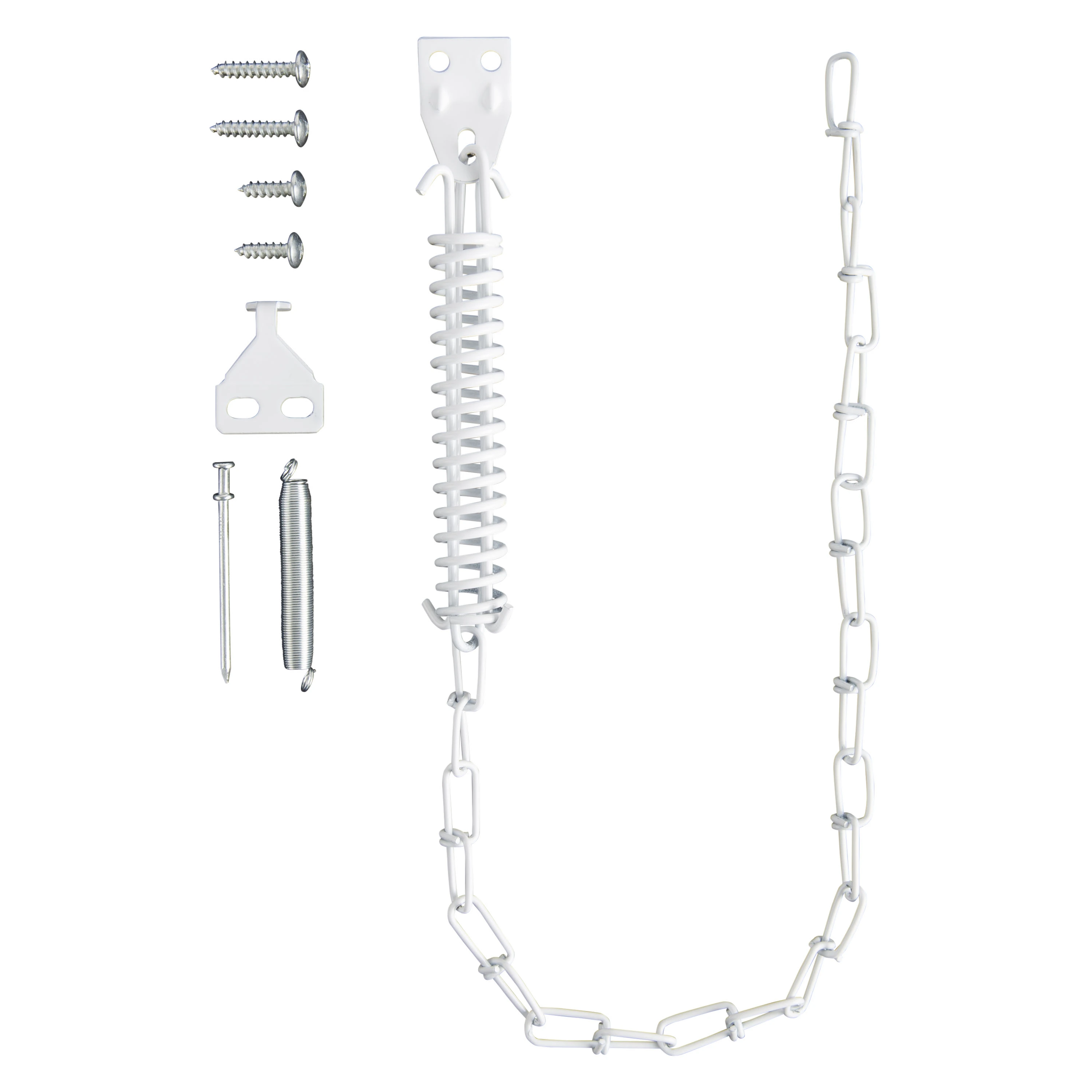 Steel Screen and Storm Door Chain Stop, White variant image view