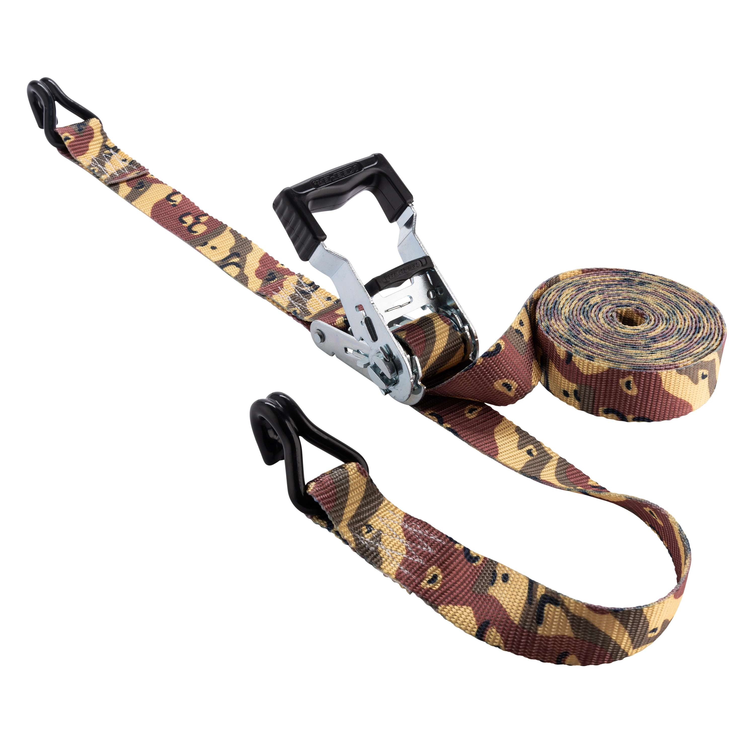 
1.25" x 16' Camo Ratchet Tie-Down with Open Handle