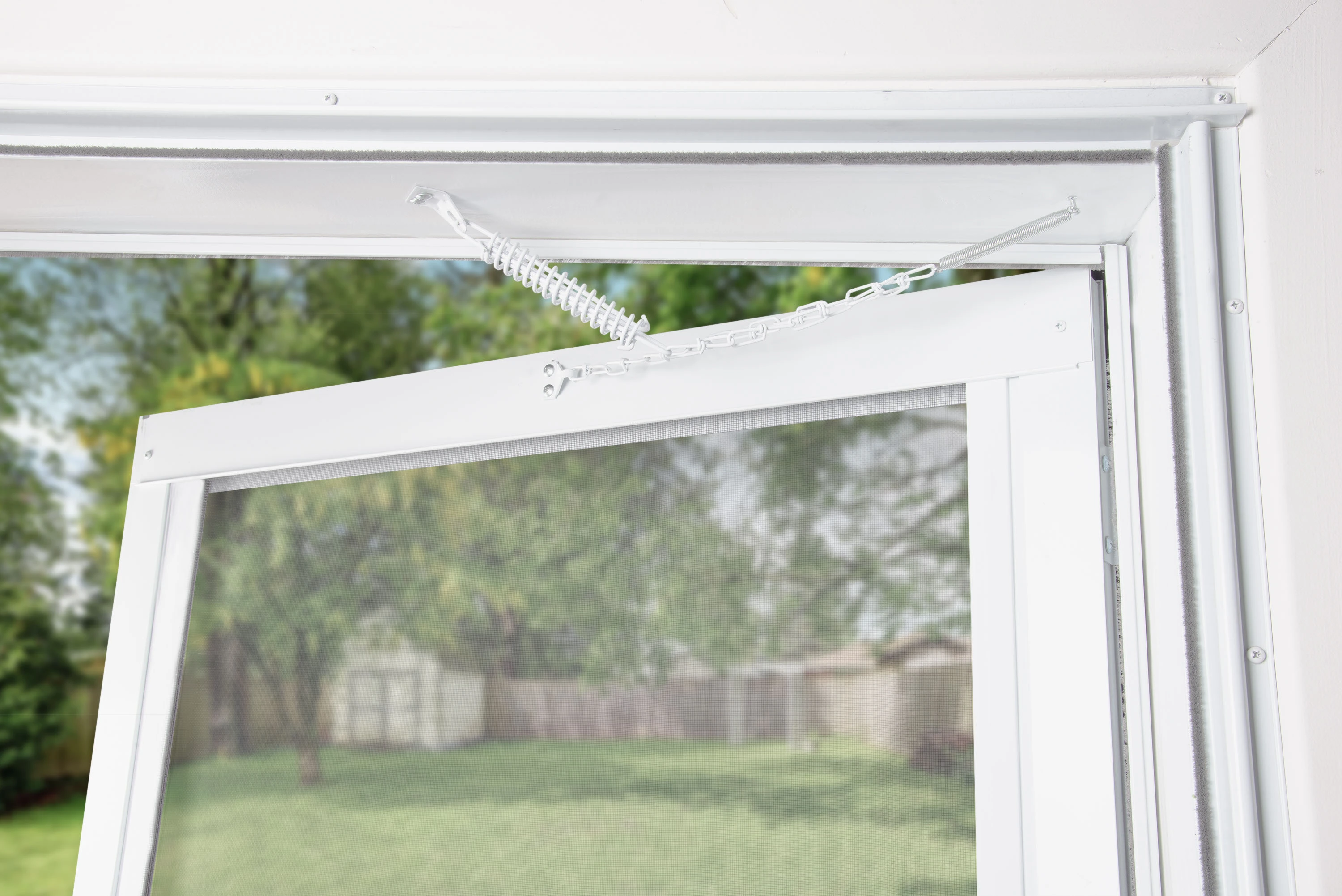 Steel Screen and Storm Door Chain Stop, White variant image view