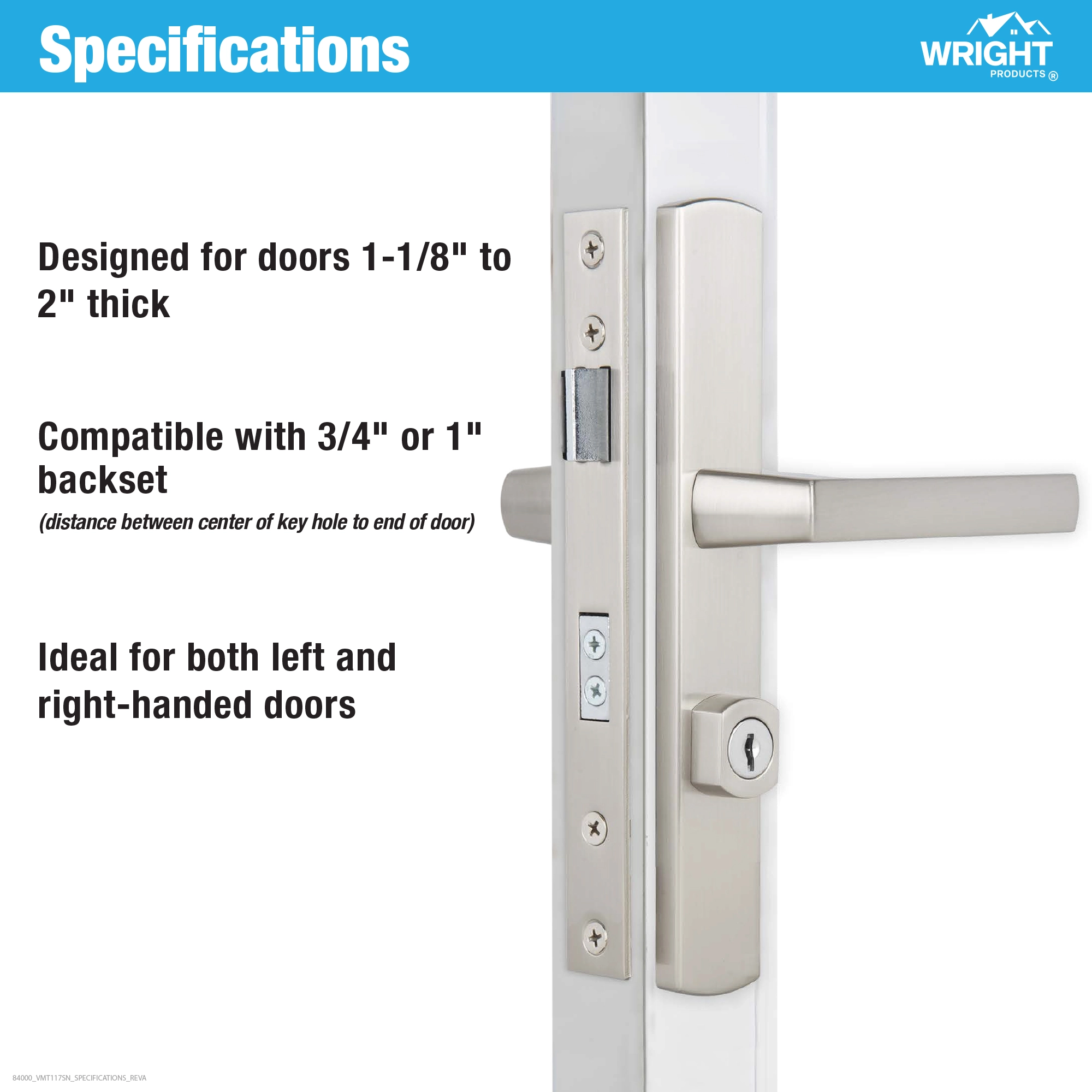 Ventana Contemporary Mortise Keyed Lever Mount Latch with Deadbolt variant image view