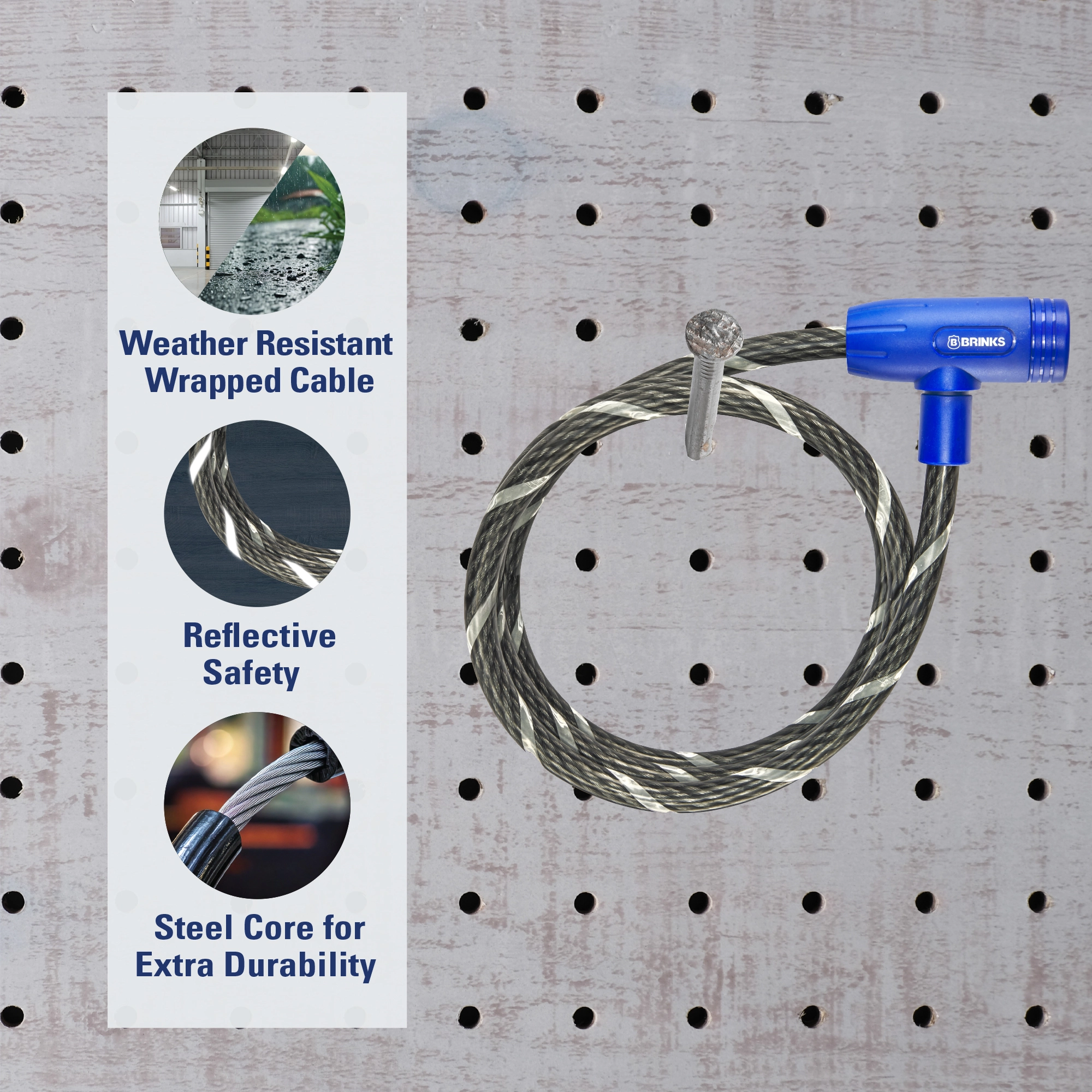 Brinks Covered 5/8in (16mm) x 6ft (1.8m) Flexible Steel Cable Lock variant image view