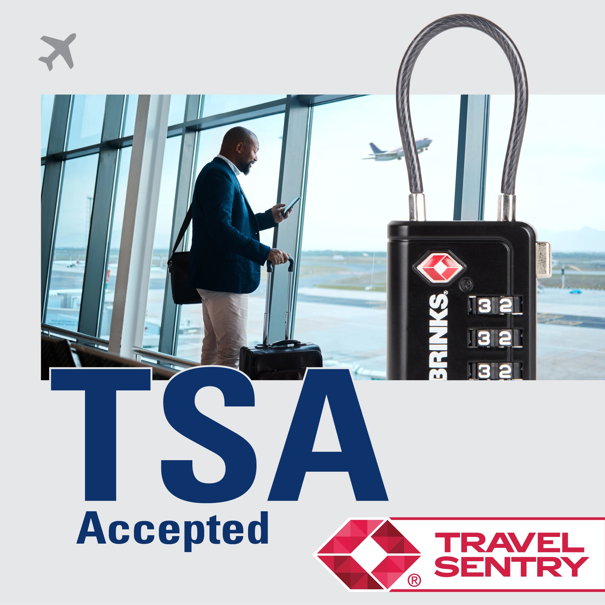 Brinks TSA Accepted Indicator Luggage Lock, Black, 4 Pack variant image view