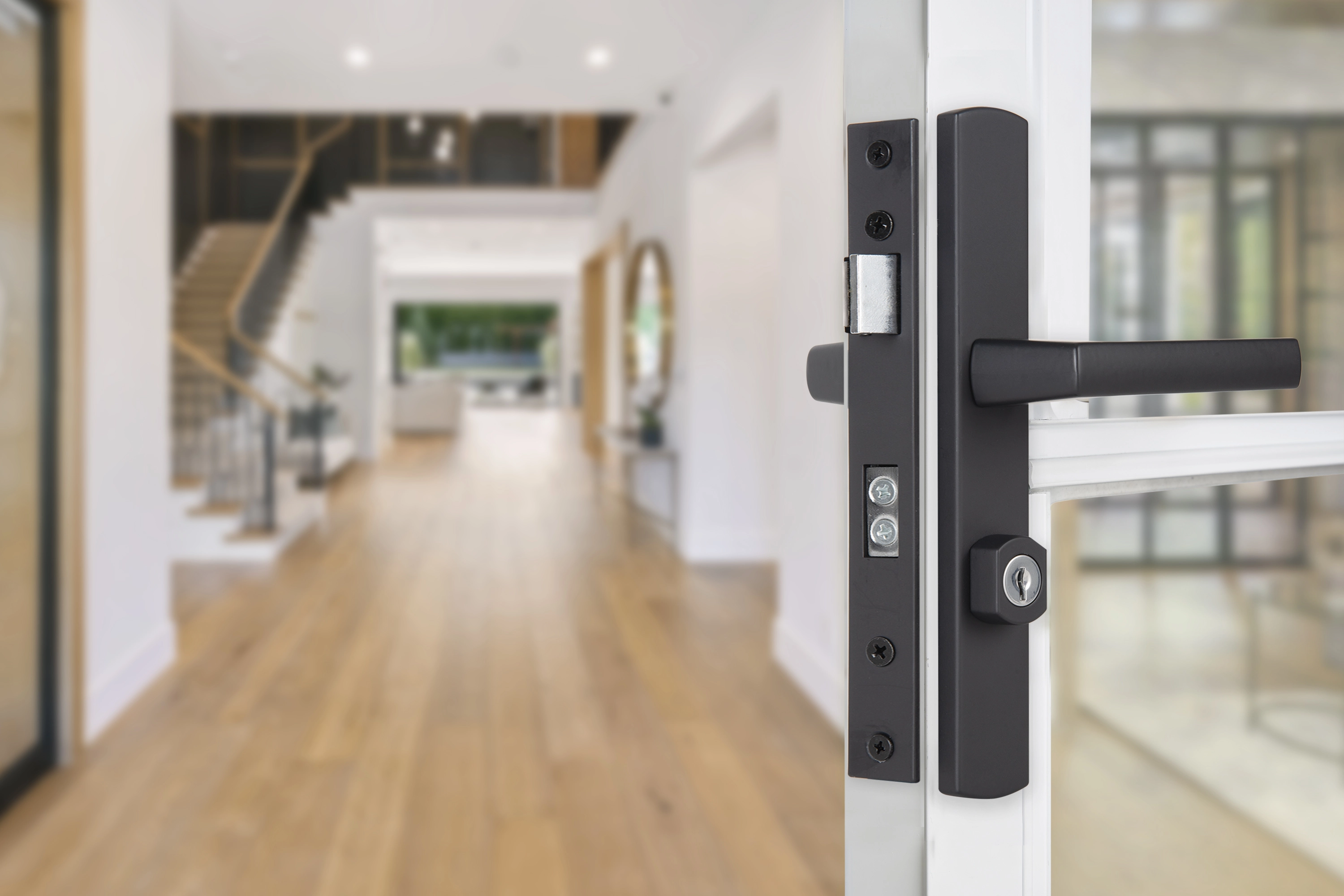 Ventana Contemporary Mortise Keyed Lever Mount Latch with Deadbolt variant image view