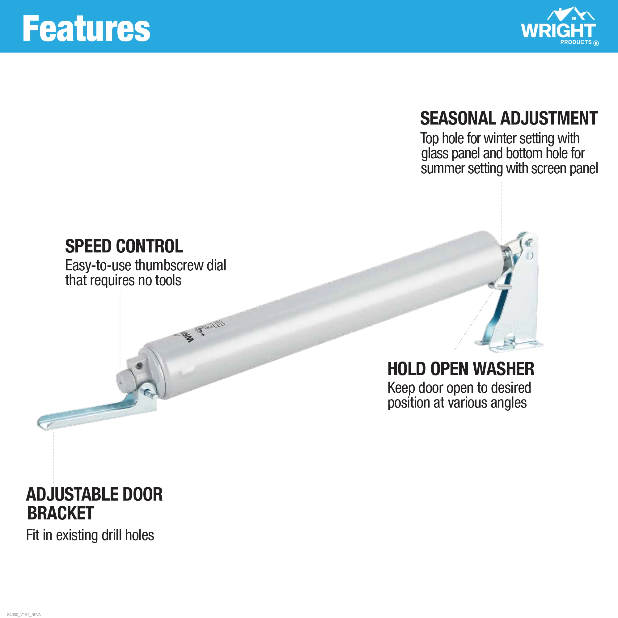 Heavy-Duty Pneumatic Storm Door Closer variant image view