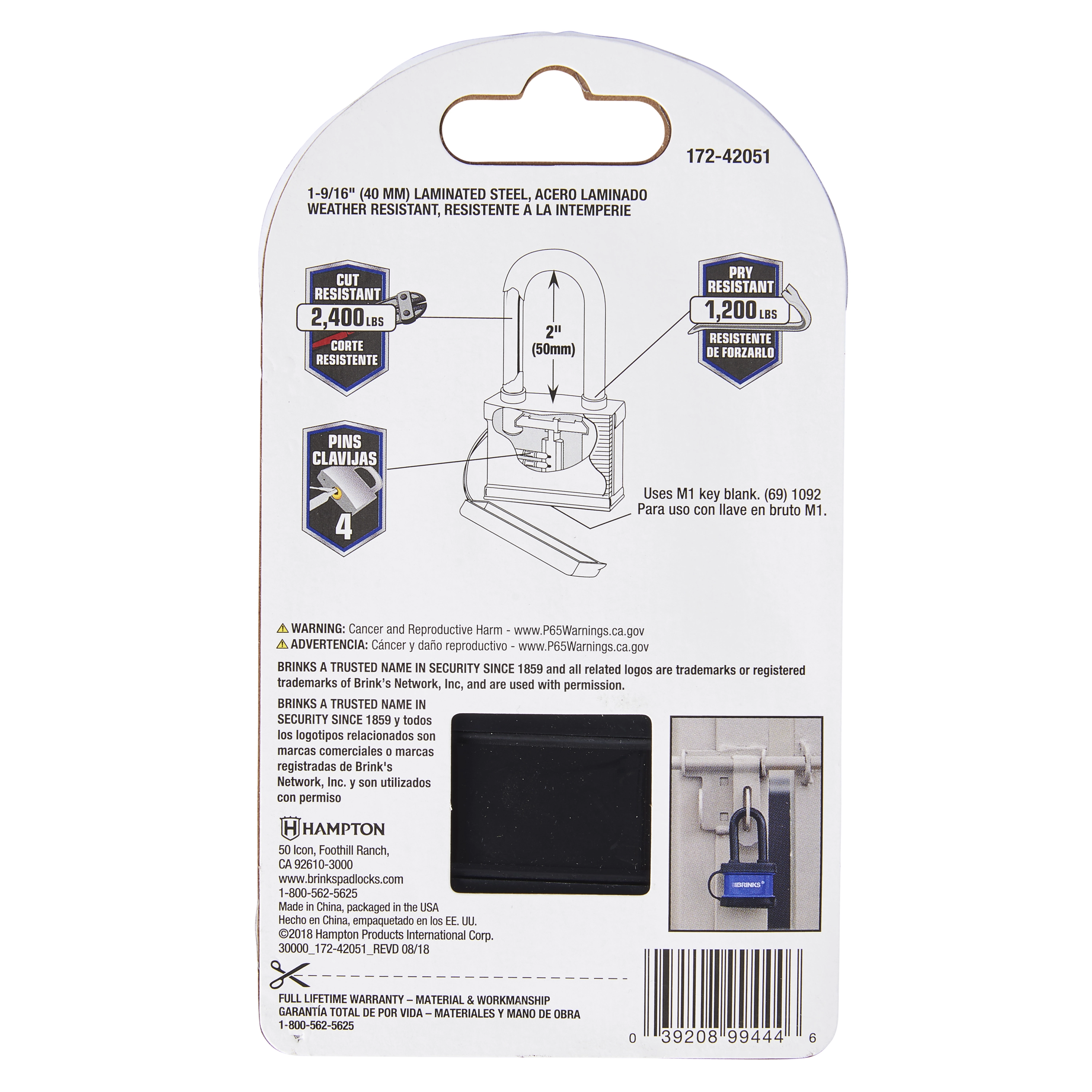 40mm Laminated Steel Weather Resistant Padlock, 2" Shackle variant image view