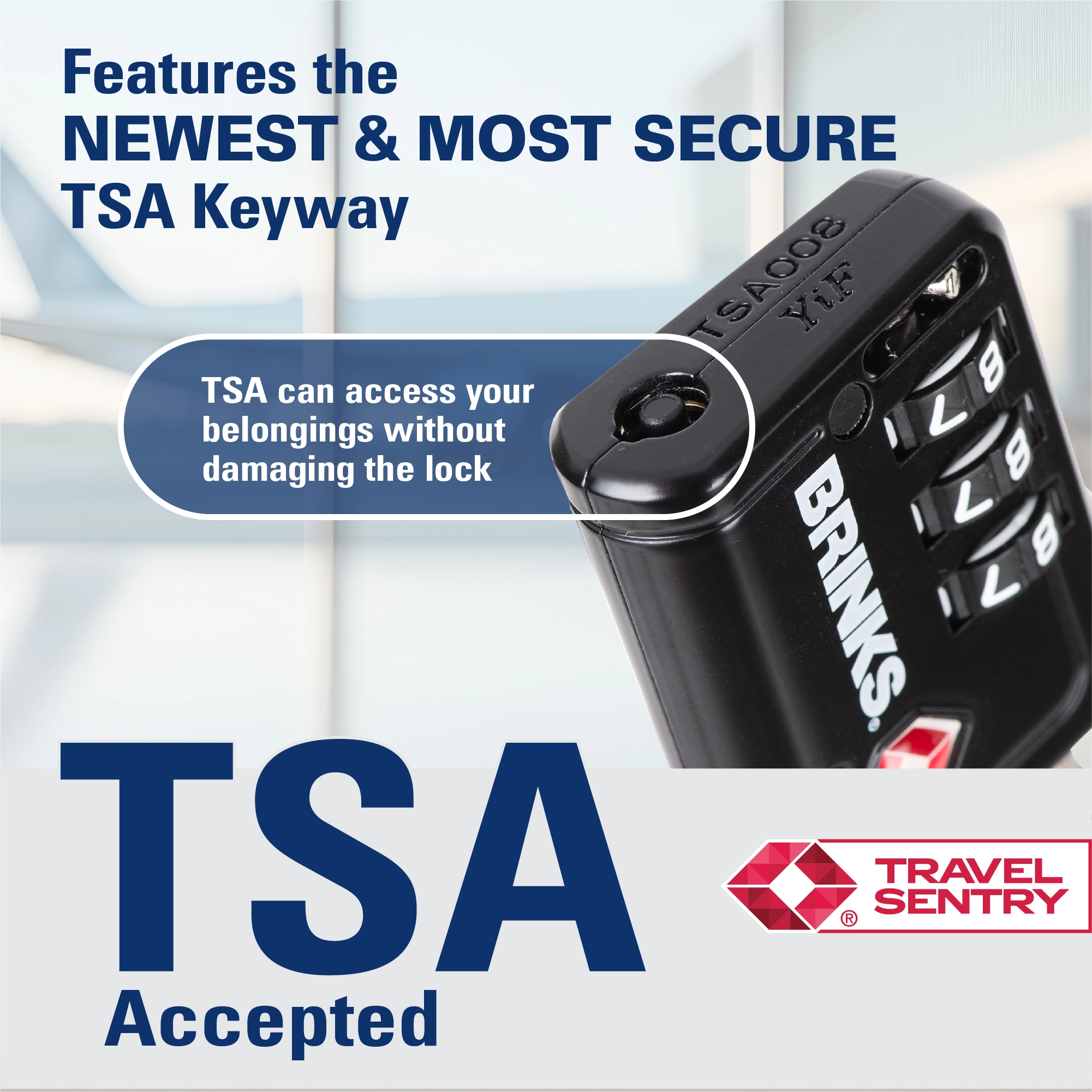 Brinks TSA Accepted Indicator Luggage Lock, Black, 4 Pack variant image view