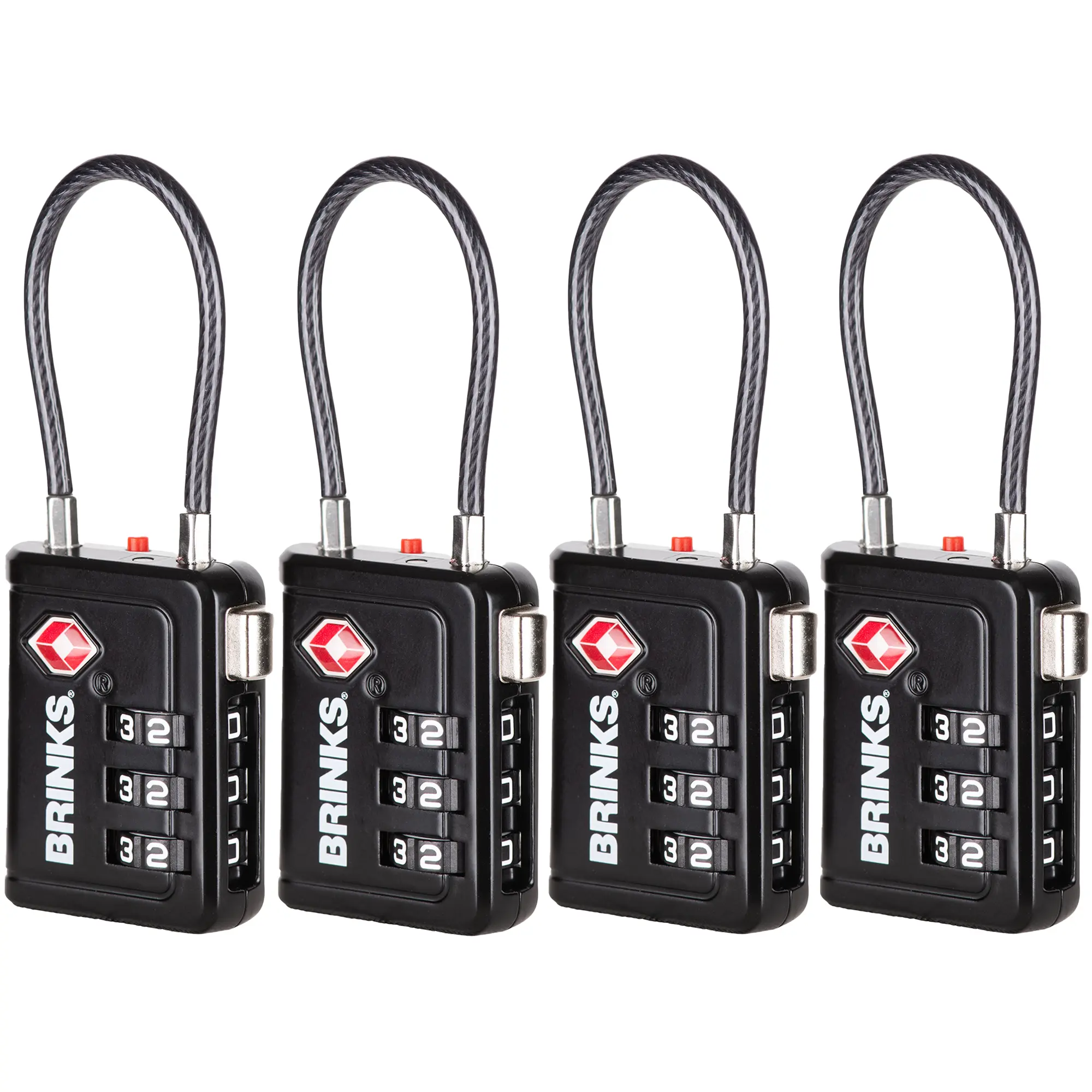 Brinks TSA Accepted Indicator Luggage Lock, Black, 4 Pack