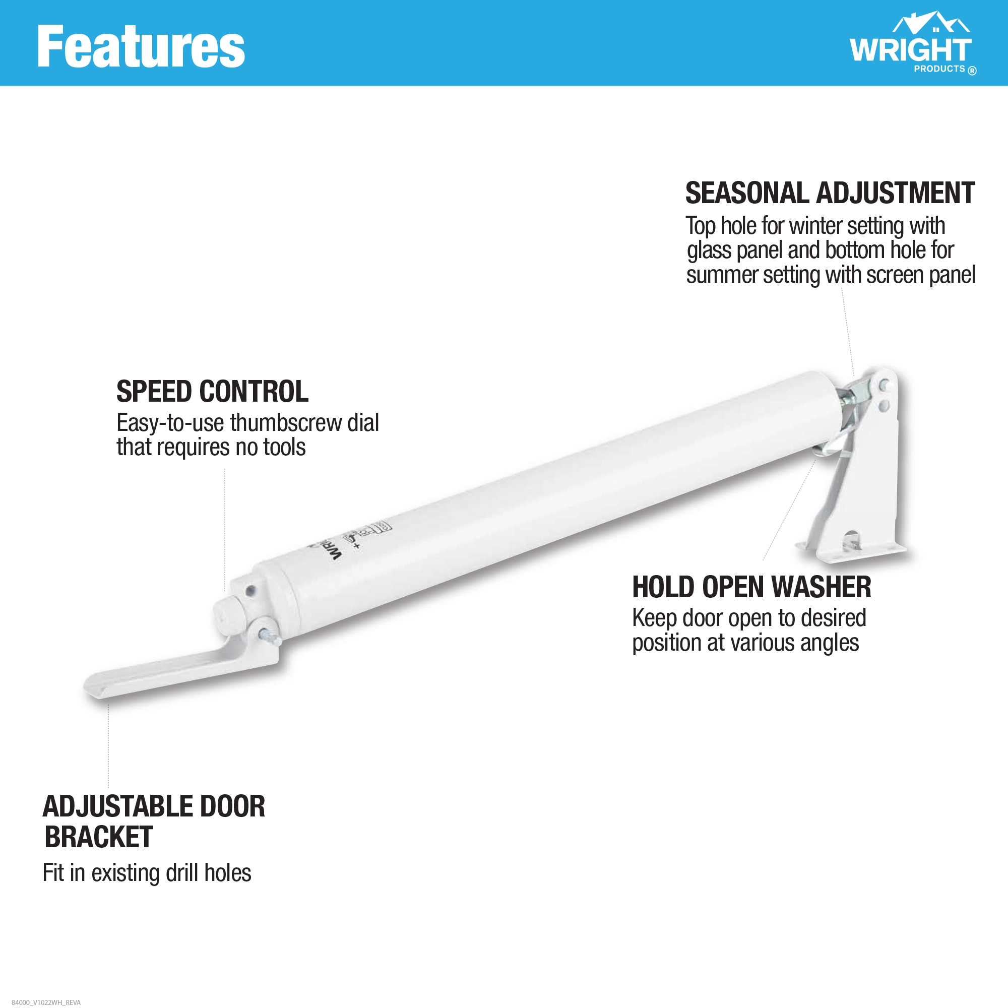 Standard Duty Pneumatic Screen and Storm Door Closer variant image view