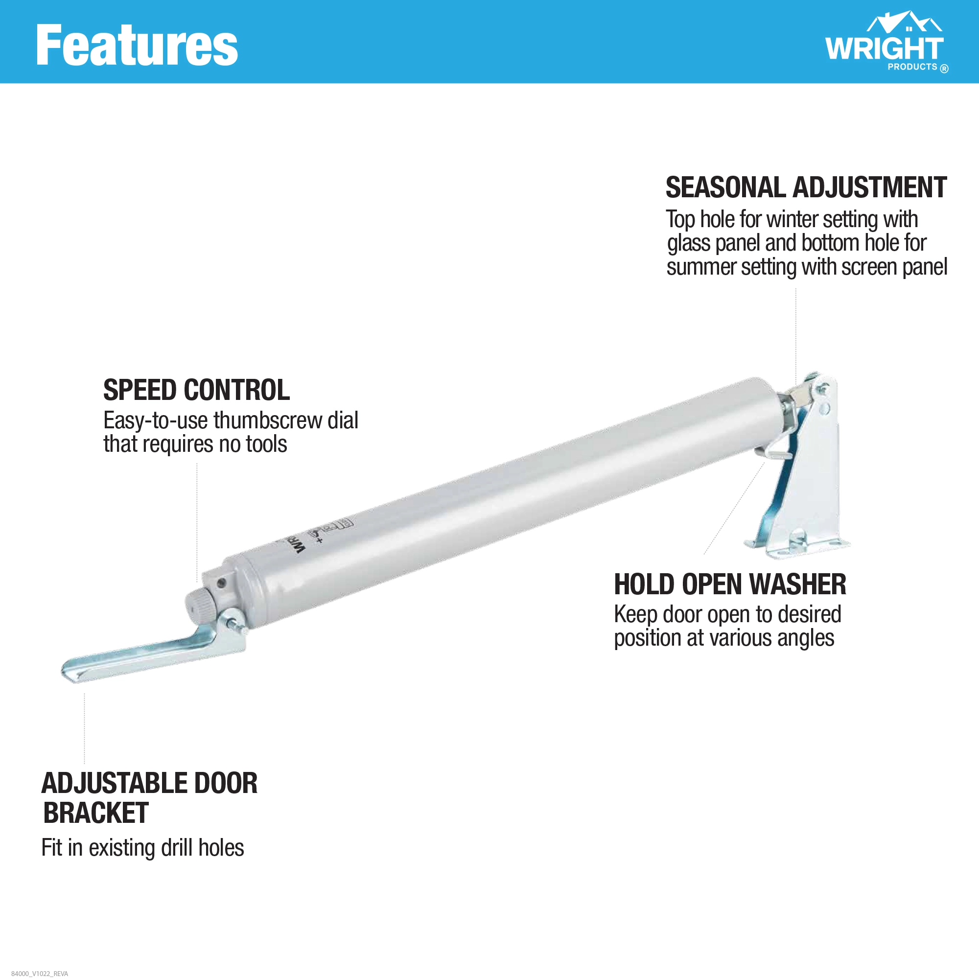Standard Duty Pneumatic Screen and Storm Door Closer variant image view