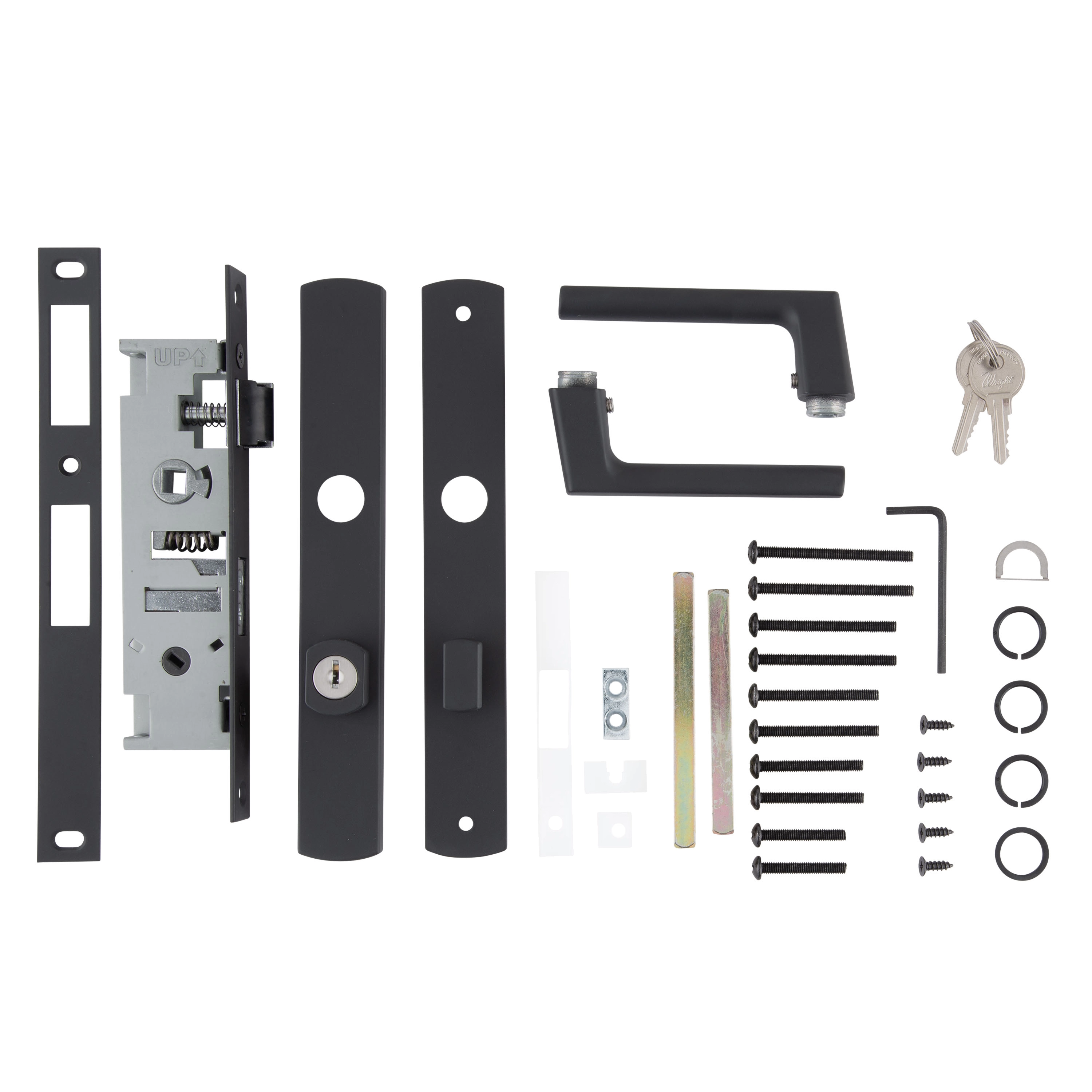 Ventana Contemporary Mortise Keyed Lever Mount Latch with Deadbolt variant image view