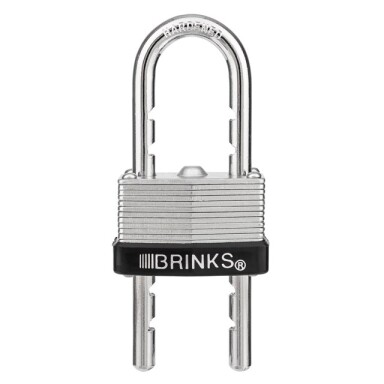 BRINKS - 40mm Laminated Steel Keyed and Warded Padlock with Adjustable Shackle - Chrome Plated with Hardened Steel Shackle