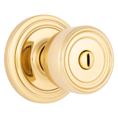Brink's Push Pull Rotate Barrett Interior Locking  Knob in Polished Brass