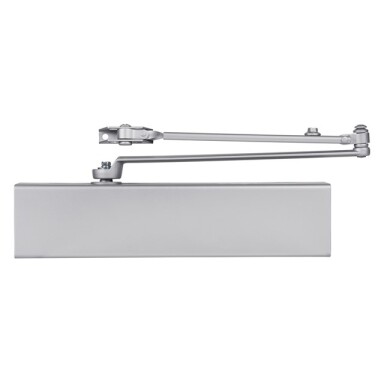 BRINKS Commercial - Heavy Duty All-In-One Commercial Door Closer, Aluminum Finish - Adjustable from Size 1 to Size 5 with a 180-Degree Opening Range