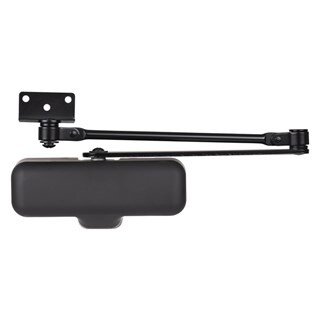 BRINKS Commercial - Light Duty Residential Door Closer, Matte Black Finish - Size 1 with a 180-Degree Opening Range and Adjustable Closing Speed
