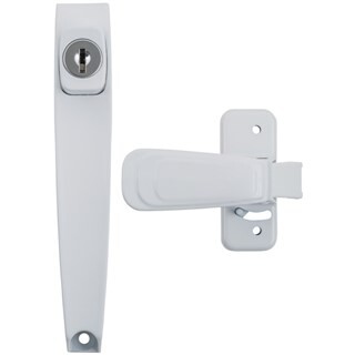 Wright Products - Heavy Duty Tie Down Keyed Push Button Door Latch for Screen and Storm Doors, White