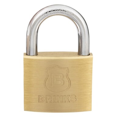 BRINKS - 40mm Solid Brass Keyed Padlock with 7/8” Shackle Clearance, 4-Pack - Chrome Plated with Hardened Steel Shackle